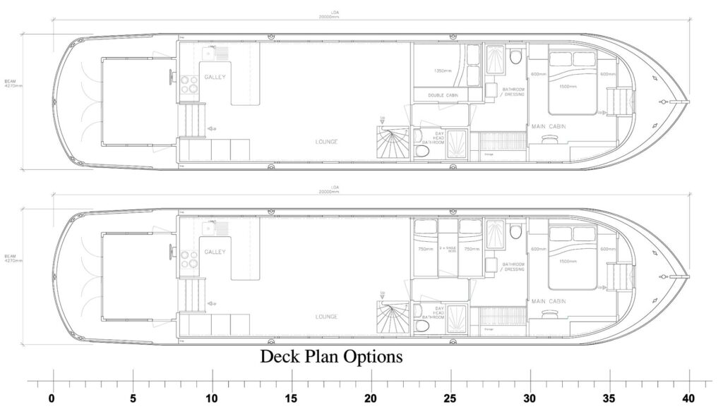 The Duchess - A bespoke Dutch Barge - deck plans